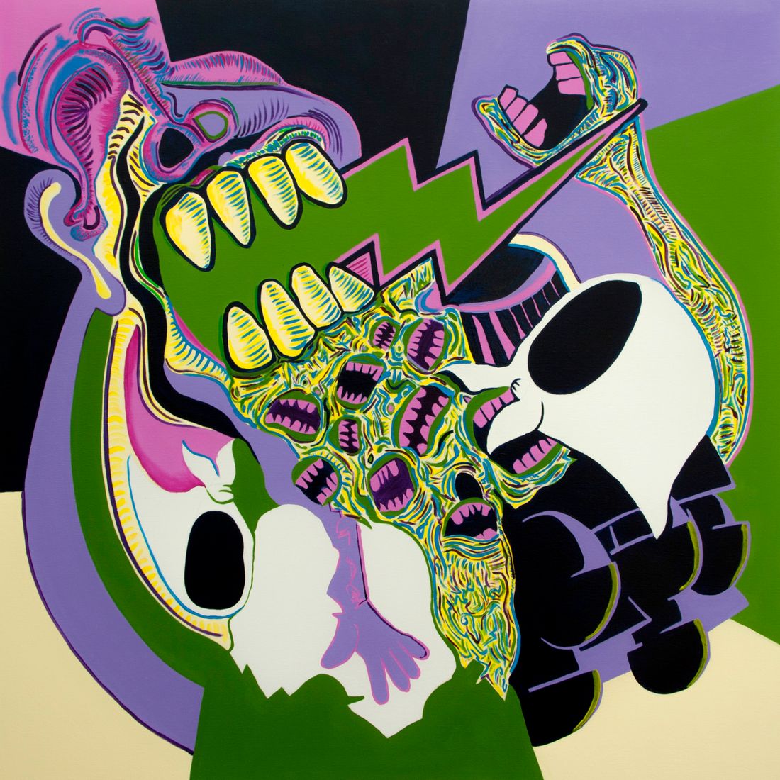 Las madres frente a la bestia, 2017. Oil on canvas, 100 × 100 cm