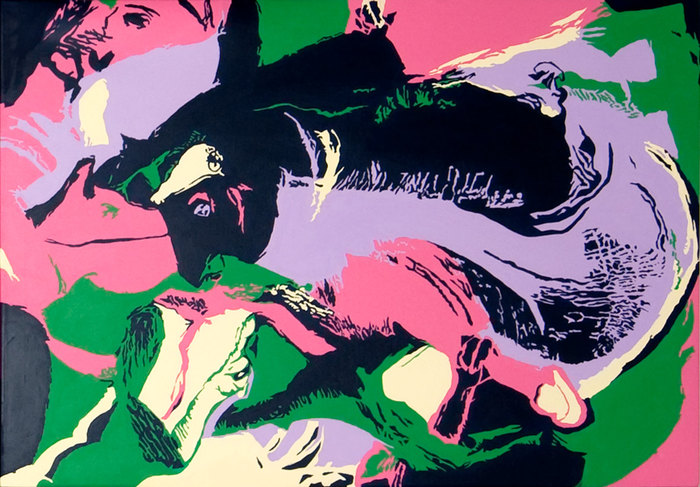 Los Cerdos. Composición II, 2012. Óleo sobre lienzo, 70 × 100 cm